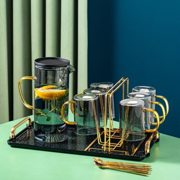 家用輕奢水具套裝玻璃水壺北歐冷水壺水杯杯子茶杯茶具客廳玻璃杯