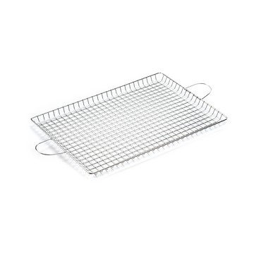 【真心良品】皇家拿鐵不銹鋼防落雙耳烤肉網-2入