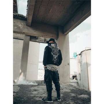 賽博朋克機能風機車外套炸街未來科技潮牌衣服嘻哈潮男青少年衛衣