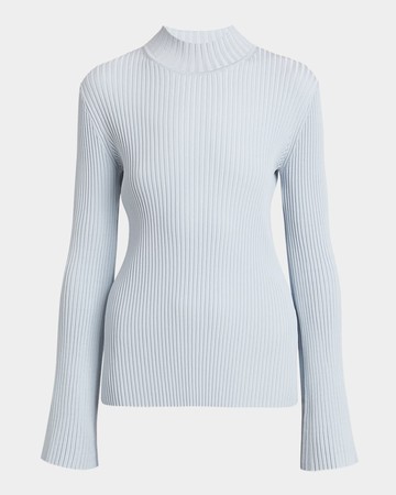 Abigail Turtleneck Flare-Sleeve Rib Sweater