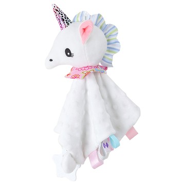 OhBabyLaugh 動物玩偶 安撫巾 聚酯纖維材質 獨立包裝  30 x 27cm  白色獨角獸  1個