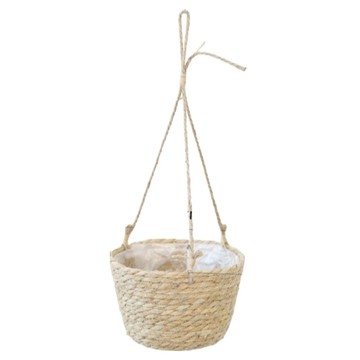 小麥購物 草編麻繩吊盆花盆 L507  20 x 20 x 50cm  原色  1個
