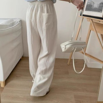 萊賽爾冰絲亞麻彎刀褲春夏款簡約百搭闊腿褲休閑直筒垂墜感拖地褲