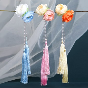 漢服配飾絹花發飾珍珠流蘇后壓頭飾古風禁步腰佩腰間飾品花朵夾子