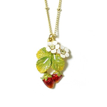 【Palnart Poc 官方正品】NE434 草莓田園項鍊｜日本製 飽滿紅潤果實與優雅花語 Strawberry