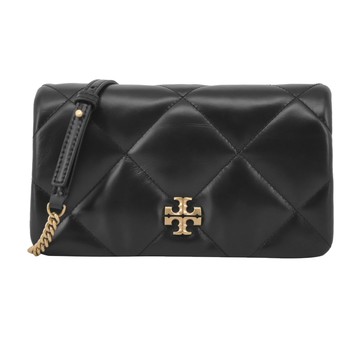 TORY BURCH KIRA 鑽石絎縫翻蓋斜背包-黑