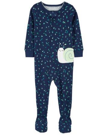 Baby 1-Piece Floral Snail 100% Snug Fit Cotton Footie PJs