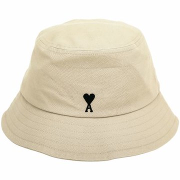 AMI PARIS Red Ami De Coeur 愛心A補丁純棉漁夫帽(米色)