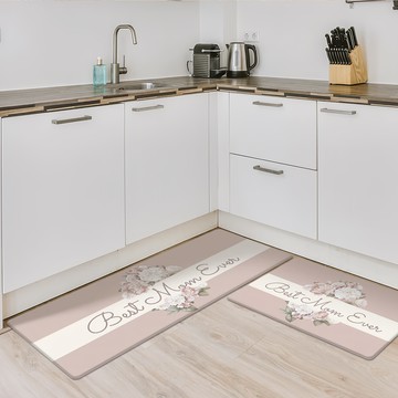 PVC防油防水皮革地墊 短款  75 x 45cm  摩卡花束  1個