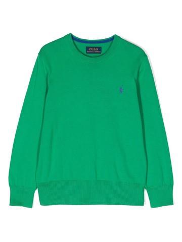 Ralph Lauren Kids - logo-detail crew neck sweatshirt - kids - Cotton - 10 - Green