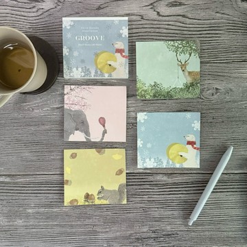 🌙【YXJ】插畫便條本 GROOVE｜🇯🇵日本空運｜表現社｜便條本 記事 插畫 手繪 送禮 夜影小居