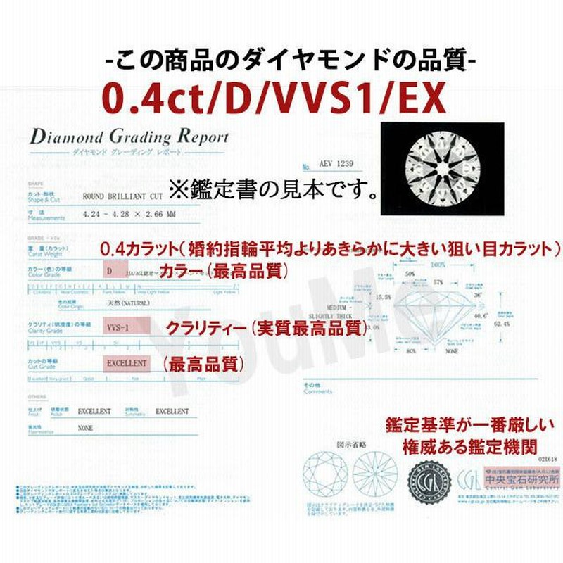 4℃ 【超美品♡未使用♡鑑定書付き】エンゲージリング 婚約指輪