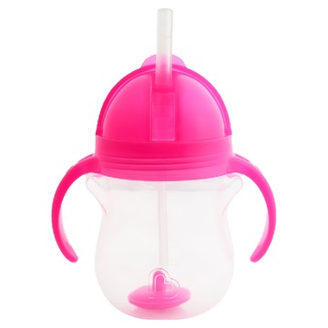 munchkin 滿趣健 貼心鎖滑蓋防漏杯 360度吸管  粉色  207ml  1個
