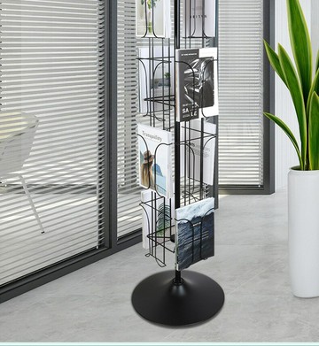 立式旋轉雜志報刊收納資料架 宣傳單頁架子落地展示架 冊書報置物