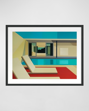 "Poolside Living" Print by Andy Burgess, Framed Under Plexiglass