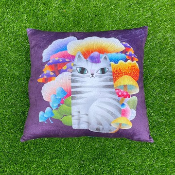 【Flora原創設計】菇喵 | 38*38cm 方形抱枕(含枕心)