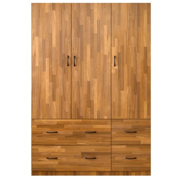 《HOPMA》美背歐森三門四抽衣櫃 台灣製造 衣櫥 抽屜櫃 衣物收納櫃-拼版柚木