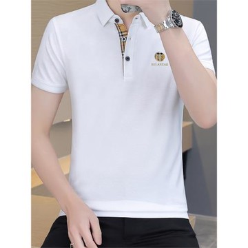 2025夏季新款純棉透氣冰絲男士高端簡約翻領潮牌流短袖POLO衫t恤