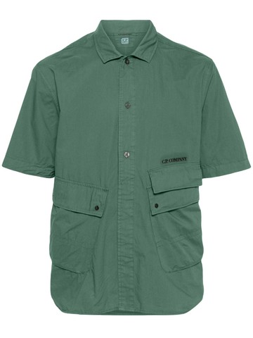 C.P. Company - logo-embroidered cotton shirt - men - Cotton - S - Green