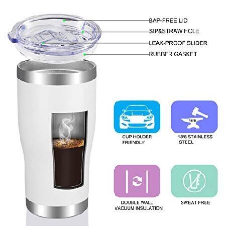 VEGOND 20oz Tumbler Stainless Steel Tumbler Cup with Lid And Straw Vacuum Insulated Double Wall Travel Coffee Mug(White Pack)