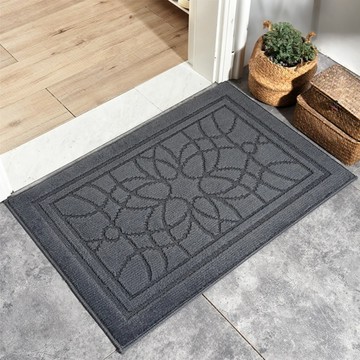Osun 吸水不透水玄關大門耐磨防滑地墊 CE473 曼陀羅  80 x 50cm  深灰色