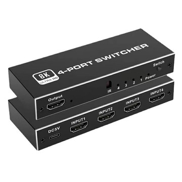 【易控王】8K 4x1 四進一出HDMI切換器 即插即用 HDCP2.3 1080P@240Hz (40-221-01)