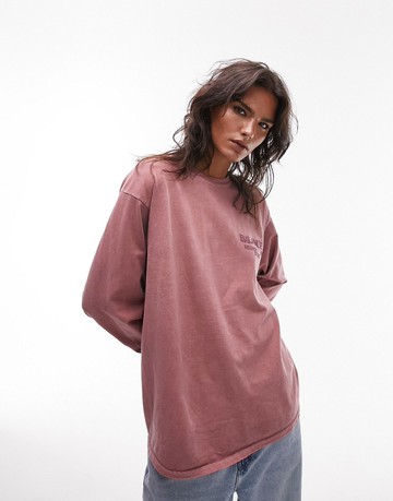 Topshop graphic balance skater tee in pink