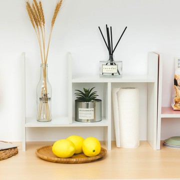 樂嫚妮 H型多用途收納置物伸縮書架-象牙白色白