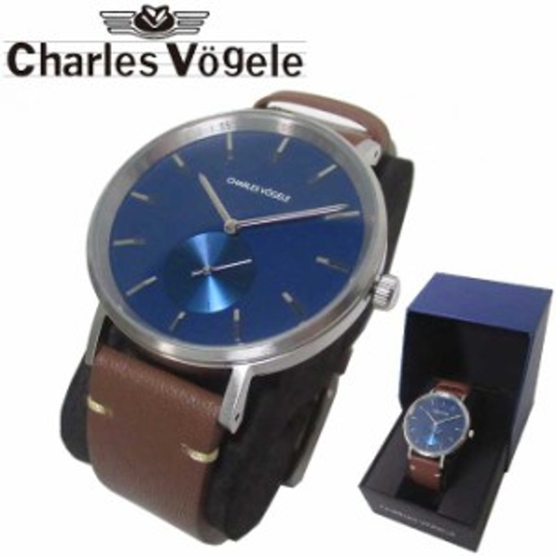 シャルルホーゲル 腕時計 Charles vogele クオーツ レザーベルト ラウンド 円形 V0720 S04 (金具：シルバー系×ブラウン系)  アクセサリー | LINEショッピング