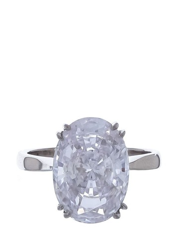 Fantasia by Deserio - 14kt gold vermeil oval solitaire ring - women - 14kt Gold Vermeil - 6 1/2 - White