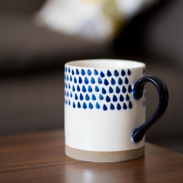 Lewu 藍彩馬克杯 大容量水杯 釉下彩陶瓷杯咖啡杯 牛奶杯日式簡約