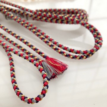 正絹 伊賀組紐 細腰帶繩 組紐腰帶 3.5mm 4色組 150cm 紅、紫、灰、金線