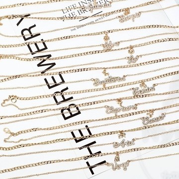 🔥現貨24H秒出🔥水鑽字母項鍊 字母項鍊 水鑽項鍊 英文項鍊 女生項鍊 金色項鍊 鎖骨鍊 韓系項鍊 百搭項鍊 送禮飾品