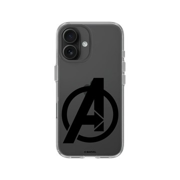 iPhone 16 Clear Case（相機按鈕） 透明 - 迪士尼-漫威 Marvel - 漫威Logo-復仇者聯盟 黑色標誌