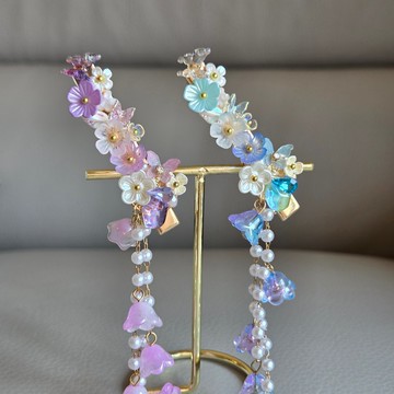 花園圓舞曲・髮夾  珍珠 水晶 原創 手作 送禮