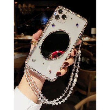 適用iPhone17蘋果16promax手機殼14帶鏡子13mini透明15女款12水鉆iphone11全包掛繩簡約大氣閃網紅ins風高級