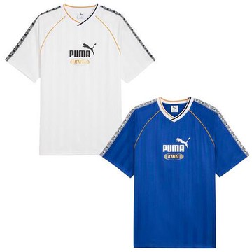 Puma 短袖上衣 男裝 女裝 足球風 明星同款 歐規 白/藍【運動世界】63256302/63256313