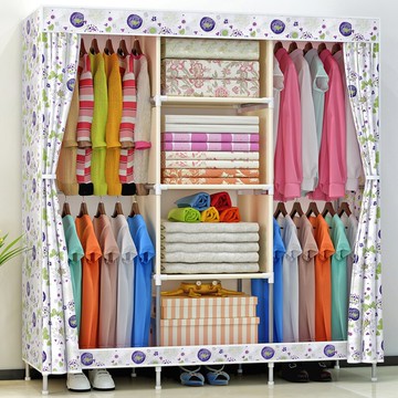 布衣柜鋼管加粗加固加厚組裝雙人簡易家用臥室收納衣柜出租房衣櫥