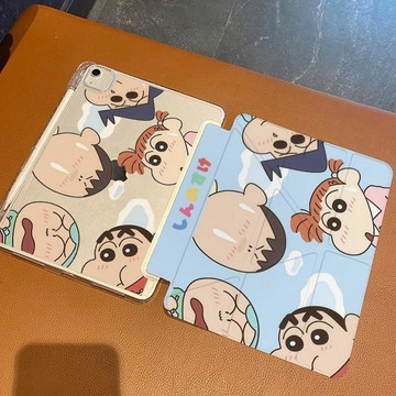 卡通藍天小新適用蘋果iPad11平板保護套防彎air8Y折mini帶筆槽pro