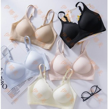 【臺灣出貨👙】超薄款文胸無鋼圈涼感固定內杯山茶花透氣孔bra側收聚攏文胸【伊娜美】