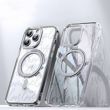 16/15/14/13/12/S25/S24/S23系列 浮雕感360旋轉磁吸立架殼-LOVE