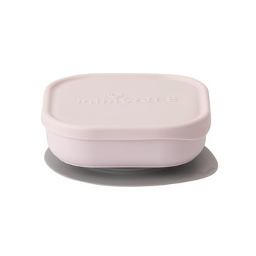 Miniware 微兒 天然聚乳酸點心碗組  方形設計  含矽膠保鮮蓋  防滑吸盤  柔粉棉花  1組