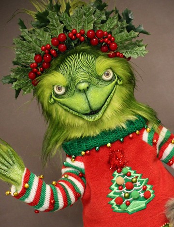 現貨。聖誕怪傑與魯道夫狗狗。獨一無二手工藝術公仔。藝術家填充玩具。