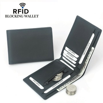 台灣現貨⚡RFID超輕薄真皮短夾#232✨多件優惠✨ 薄皮夾 最薄1cm 拉鍊零錢袋 防盜皮夾 男短夾 女短夾