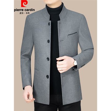 春秋季新款皮爾卡丹男裝中華立領休閑中年男士夾克外套爸爸裝上衣