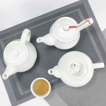 優樂悅~飯店餐廳酒店陶瓷茶壺大容量純白色泡茶茶具水壺大小號過濾壺耐熱手沖壺 茶壺