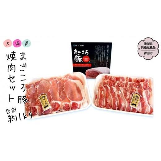 ふるさと納税 茨城県 桜川市 まごころ豚 焼肉セット バラ 500g ロース500g 合計1kg (茨城県共通返礼品／鉾田市) ブランド豚 バラ ロース 焼肉 BBQ 仲田精肉店 …