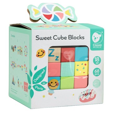 Classic WORLD 客來喜 甜點字母算數學習積木 68片  多色  1個