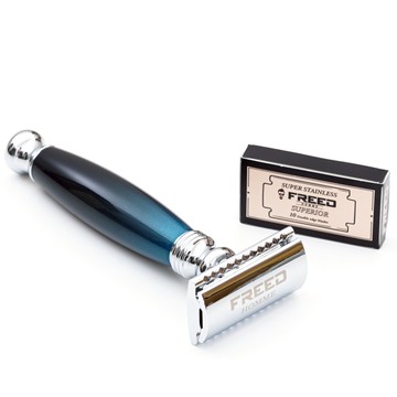 【FREED】封閉式復古雙刃安全刮鬍刀- 銀河藍(附刀片10片)