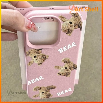 蘋果16promax 手機殼毛絨小熊 BEAR 圖iPhone 15新款14 13 12 11 7P8P手機保護套xs